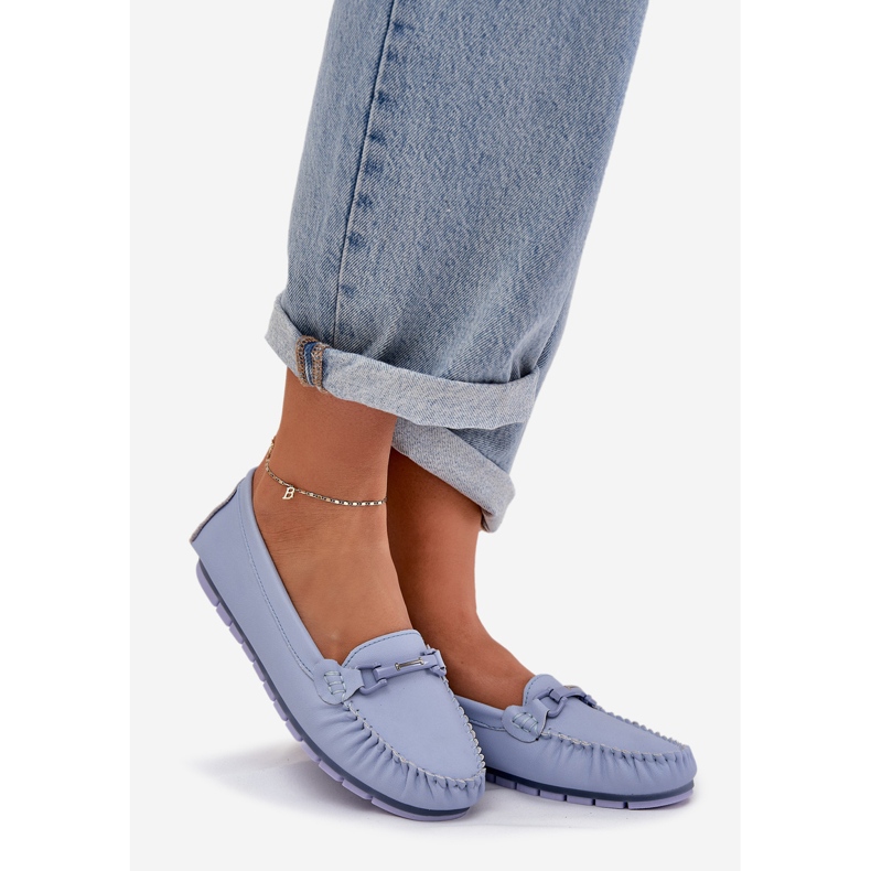 S.Barski Ravne kožne looferi s ukrasom S. Barski LR51-547 Blue plava 1