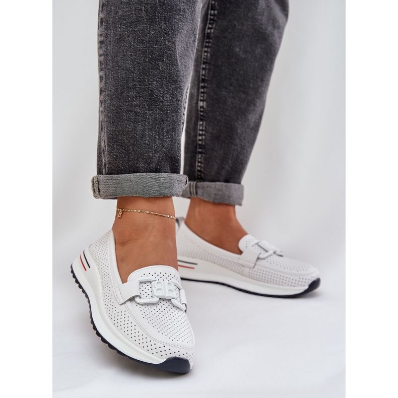 S.Barski Ženske kožne kotače na platformi S. Barski LR51-556 White bijela 2