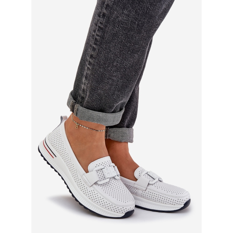 S.Barski Ženske kožne kotače na platformi S. Barski LR51-556 White bijela 1