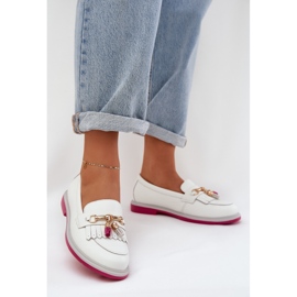 S.Barski Kožni elegantni loaferi s ravnim petom S. Barski LR51-768 White bijela 2