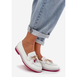 S.Barski Kožni elegantni loaferi s ravnim petom S. Barski LR51-768 White bijela 1