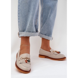 S.Barski Kožni elegantni loaferi s ravnim petom S. barski LR51-768 bež 2