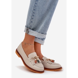 S.Barski Kožni elegantni loaferi s ravnim petom S. barski LR51-768 bež 1