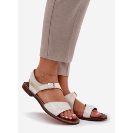 Kožne ravne ženske sandale zazoo 3014 zloty obrisane zlatni 1