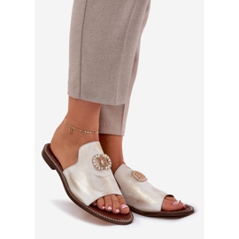 Elegantne kožne ženske flip jastuke sa Zloty, obrisanim Zazoo 3008 zlatni 1