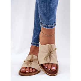 Zazoo 2659 ženske kožne papuče bež 2