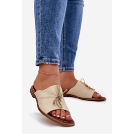 Zazoo 2659 ženske kožne papuče bež 1