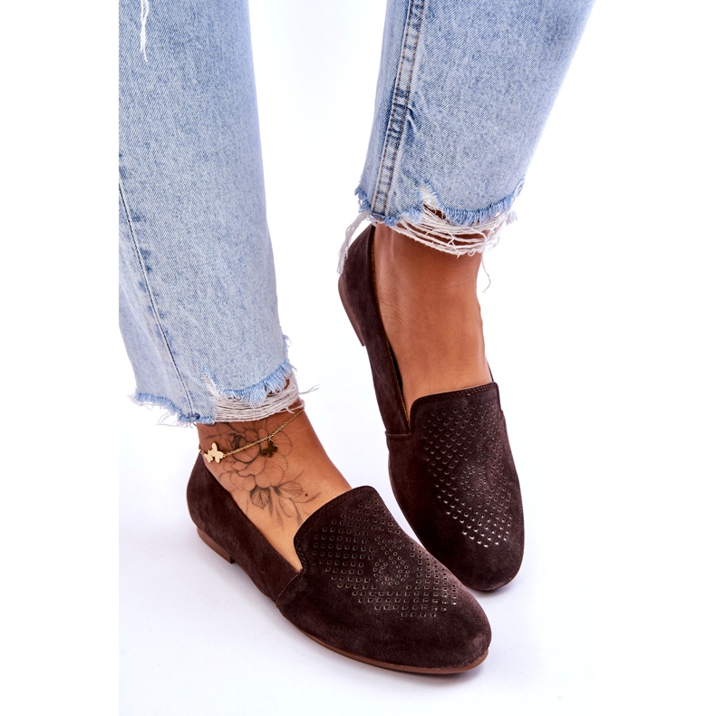 S.Barski Udobne mokasine od brušene kože smeđe Giovane smeđa 4