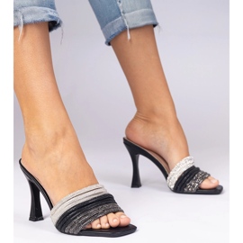 Crne elegantne potpele ukrašene cirkonima crno 2