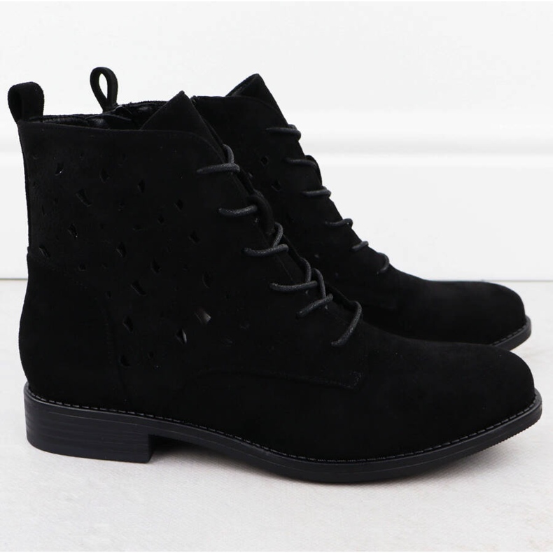 S.Barski Ženske otvorene čizme Black Suede S. Barski HY51-136 crno 2