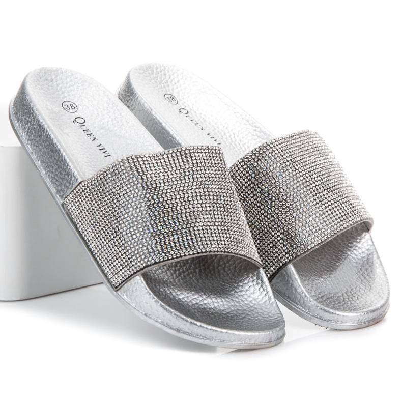 Queen Vivi Papuče s kristalima siva 1