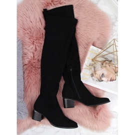 Crne eVento crne ženske antilop čizme preko koljena crno 1