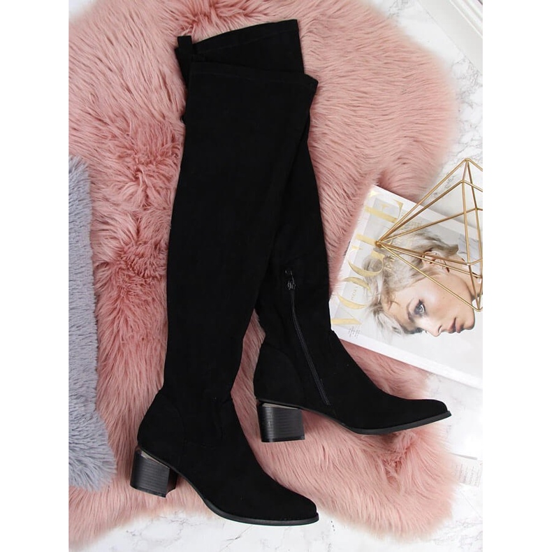 Crne eVento crne ženske antilop čizme preko koljena crno 1