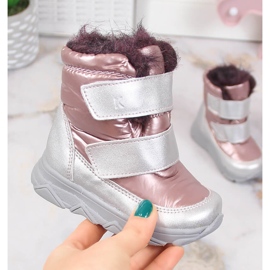 Vodootporne čizme za snijeg za djevojčice s čičak membranom Kornecki 6895 ružičasta 2