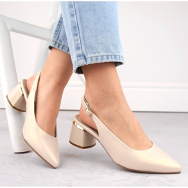 Ženske elegantne bež biserne sandale Sergio Leone SK175 s punim prstima 2