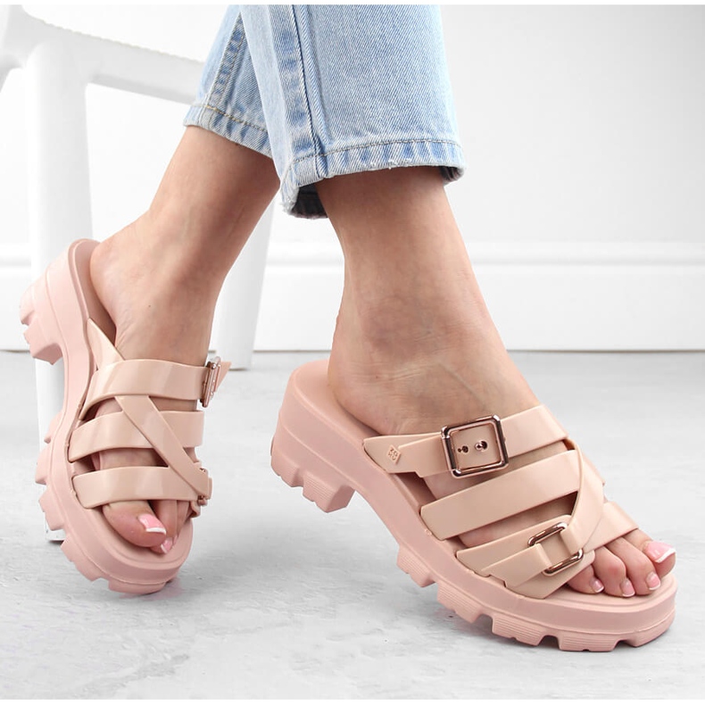 Udobne ženske mirisne papuče s nude petom Zaxy NN285044 ružičasta 2