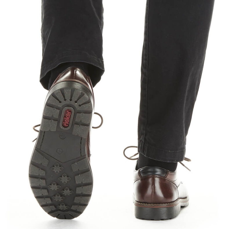 Kožne udobne muške cipele s gumicom, smeđe, Rieker 15320-25 smeđa 2