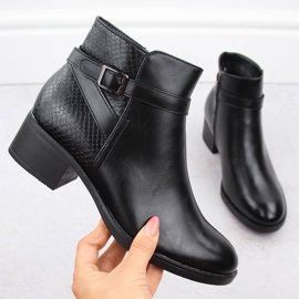 Ženske izolirane čizme na visoku petu, crne Potocki 12280 crno 1