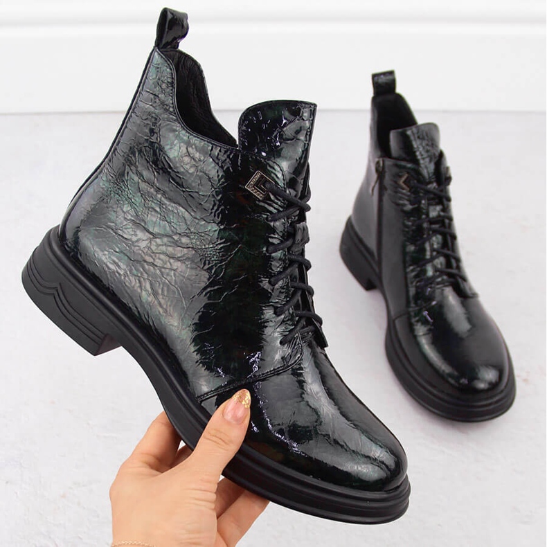 Ženske lakirane gležnjače zelene D&amp;A S.Barski Premium Collection LZ42-042 zelena 2