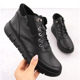 Ženske kožne čizme na platformu, crne Helios 561 crno 1