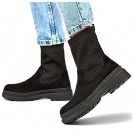 Ženske gležnjače od brušene kože s gornjim dijelom, crne HB-175B crno 1