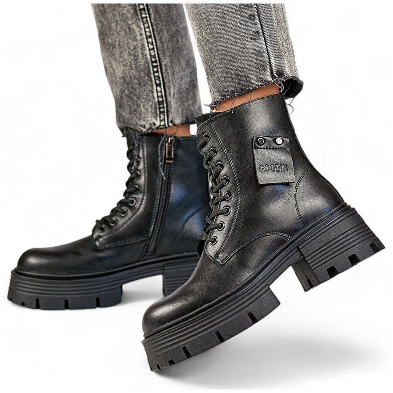 Ženske kožne radnje na platformi, crne GD-TL56B crno 1