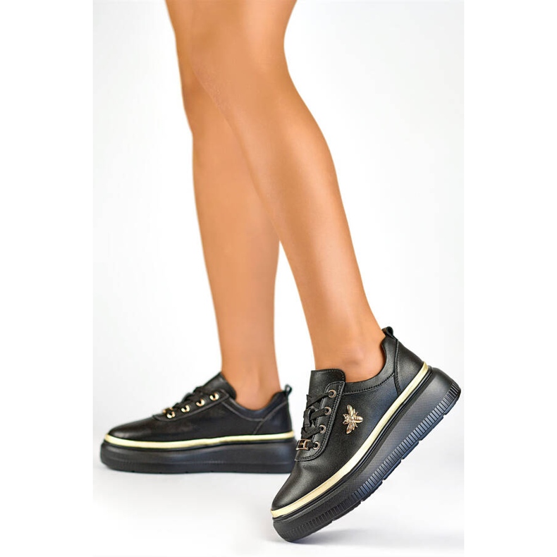 Kožne ženske sportske cipele na platformu crne GD-XF120C-B crno 2