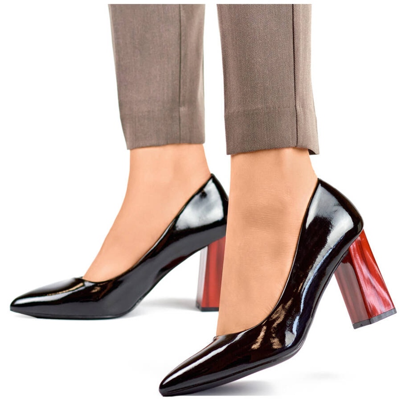 Ženske visoke crvene lakirane salonke, crne GD-FL486B-B crna 1