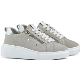 Goodin Ženske kožne sportske cipele na platformu, sive GD-LX1001G siva 1