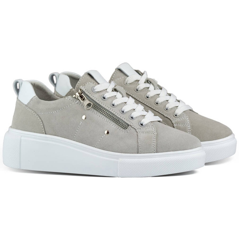 Goodin Ženske kožne sportske cipele na platformu, sive GD-LX1001G siva 1