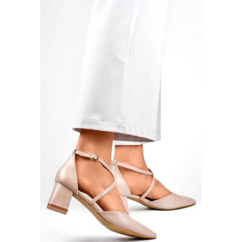 Ženske salonke na visoku petu s remenčićima, bež GD-FL1150D.BE 2