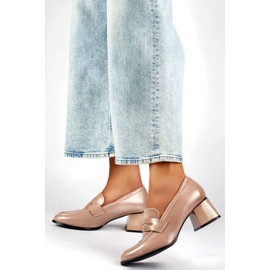 Ženske bež lakirane cipele na visoku petu GD-FL471BE 2