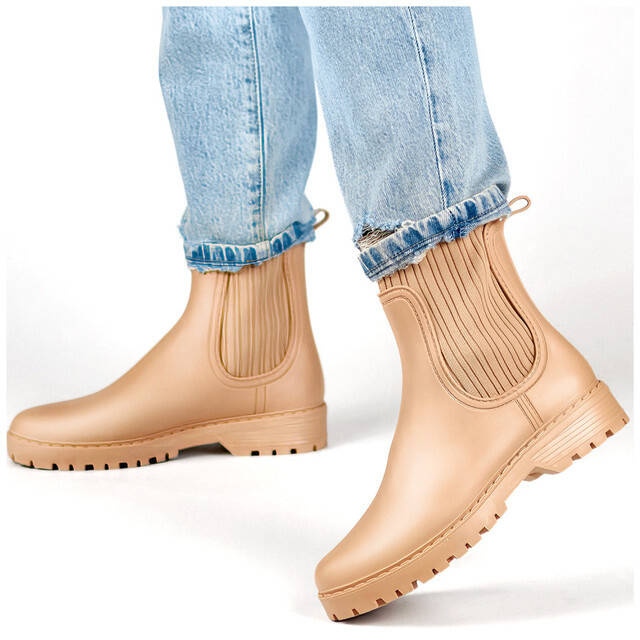 Ženske Chelsea čizme s elastičnim gornjištem i čarapom, bež S27BE 1