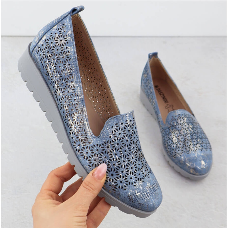 Ženske cipele na uzvišenju otvorenih domova M. Daszyński MR1628-20 plava 1