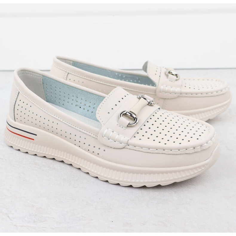 Otvorene kožne cipele, bež natikači Vinceza 95331 2