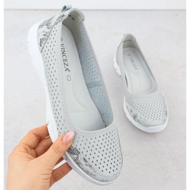 Kožne balerine otvorene udobnosti siva vinceza 95323 1