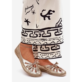 Ravne balerine izrađene od prirodne kože Zazoo 10179 Zlotys zlatna 1