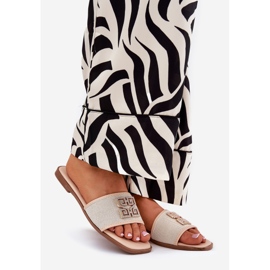 Elegantne ženske letvice s ravnim ukrasom bež 1