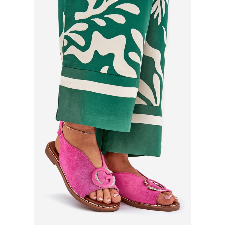 Ravne sandale s ružičastim ukrasom ružičasta 1