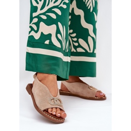 Ženske sandale s ravnim eko ​​bež ralesima 2