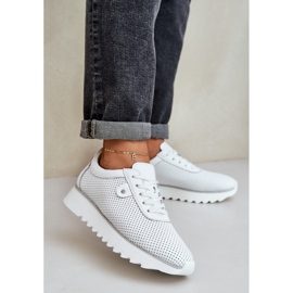 S.Barski Kožne sportske cipele na platformi sa svjetlucavim LR51-629 White bijela 2