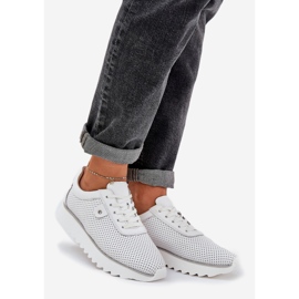 S.Barski Kožne sportske cipele na platformi sa svjetlucavim LR51-629 White bijela 1