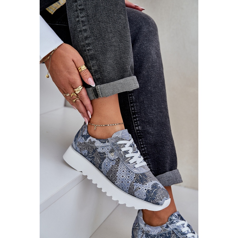 S.Barski Sportske cipele s uzorkom od antilop-a na platformi s D&amp;A LR51-635 Sjajt plava 1