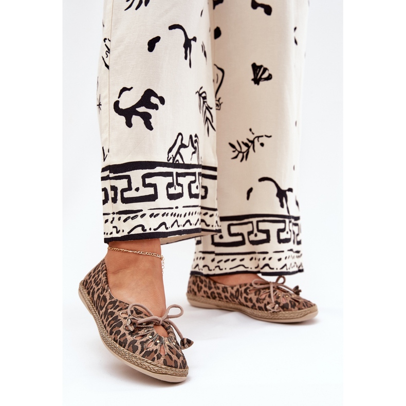 Zazoo Ravne balerine izrađene od prirodnog kožnog leopardovog tiska 10179 smeđa 2