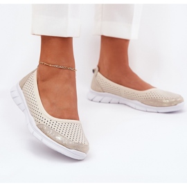 Kožna otvorena otvorena Vinceza balerinas 95323 bež 2