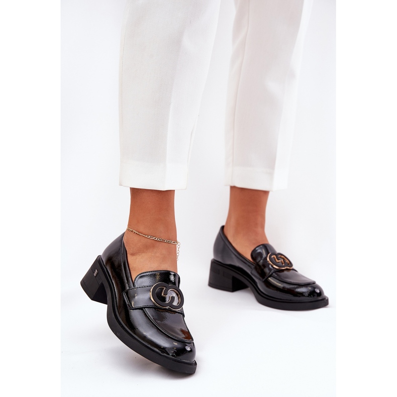 Oslikana kože visoko -kruha s natikačima Vinceza 18102 crno 1