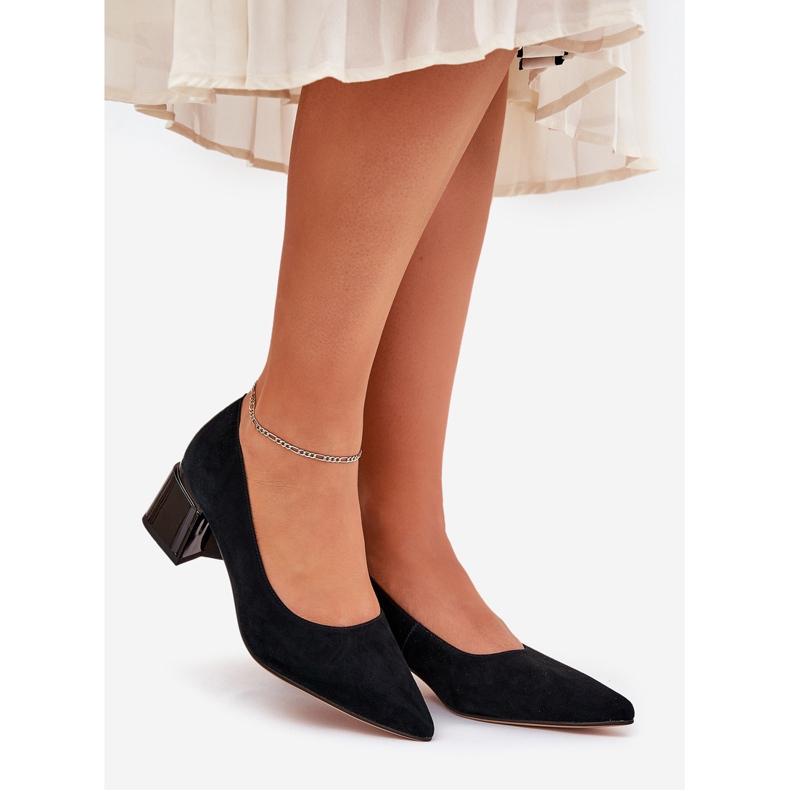 Suede glatke pumpe s šiljastim alatima Vinceza 66736 Crni crna 1
