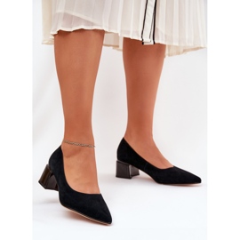 Suede glatke pumpe s šiljastim alatima Vinceza 66736 Crni crna 2