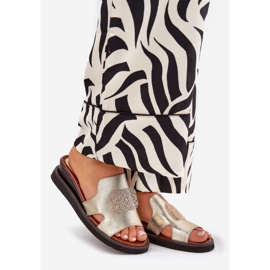 Jezzi Ženski klip na klinu kože na koži sa zlatnim ukrasom zlatna 1