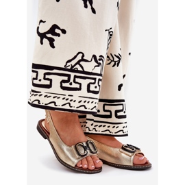 Jezzi Ravne sandale s ekološkom ukrasom kože zlatni 1